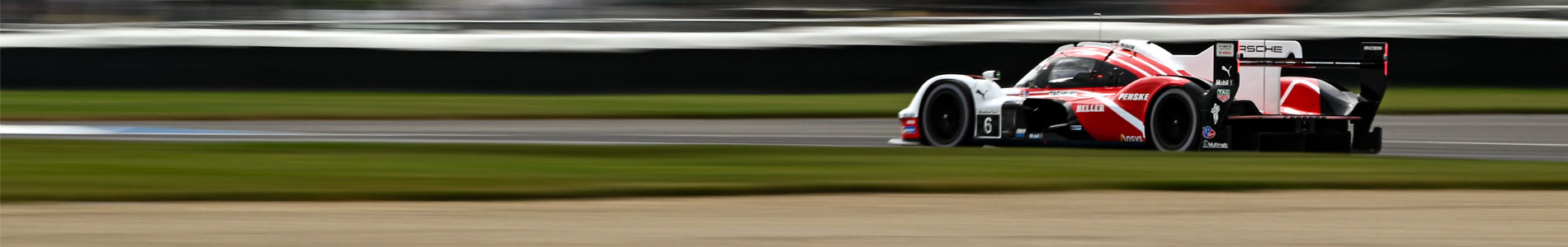 #6 Penske Porsche at speed at Indianapolis Motor Speedway