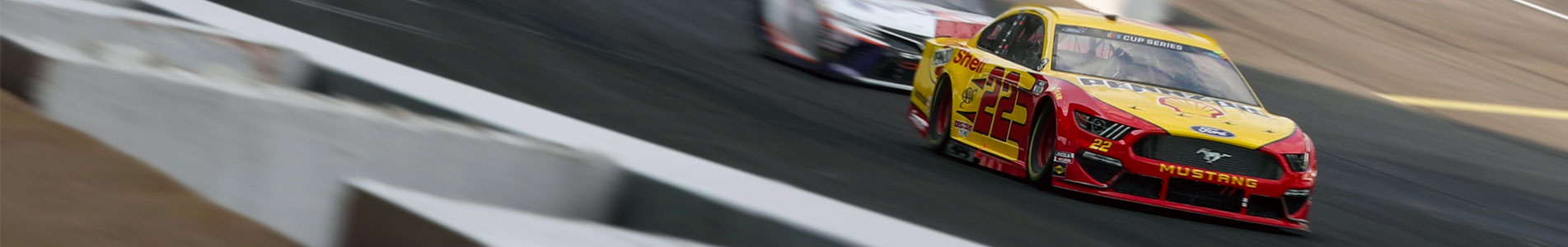 Joey Logano leads the field into turn 1 during the 2020 Brickyard 400