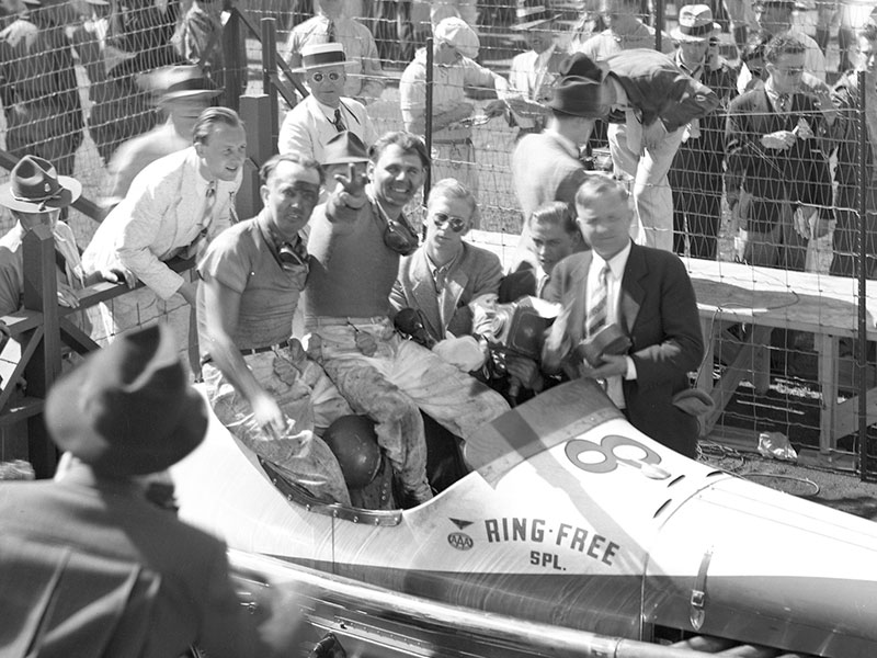 Louis Meyer in victory lane in 1936