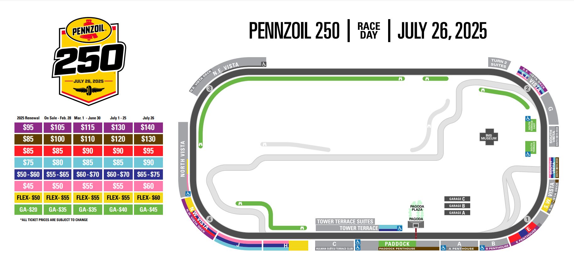 2025 Pennzoil 250 Pricing Map 