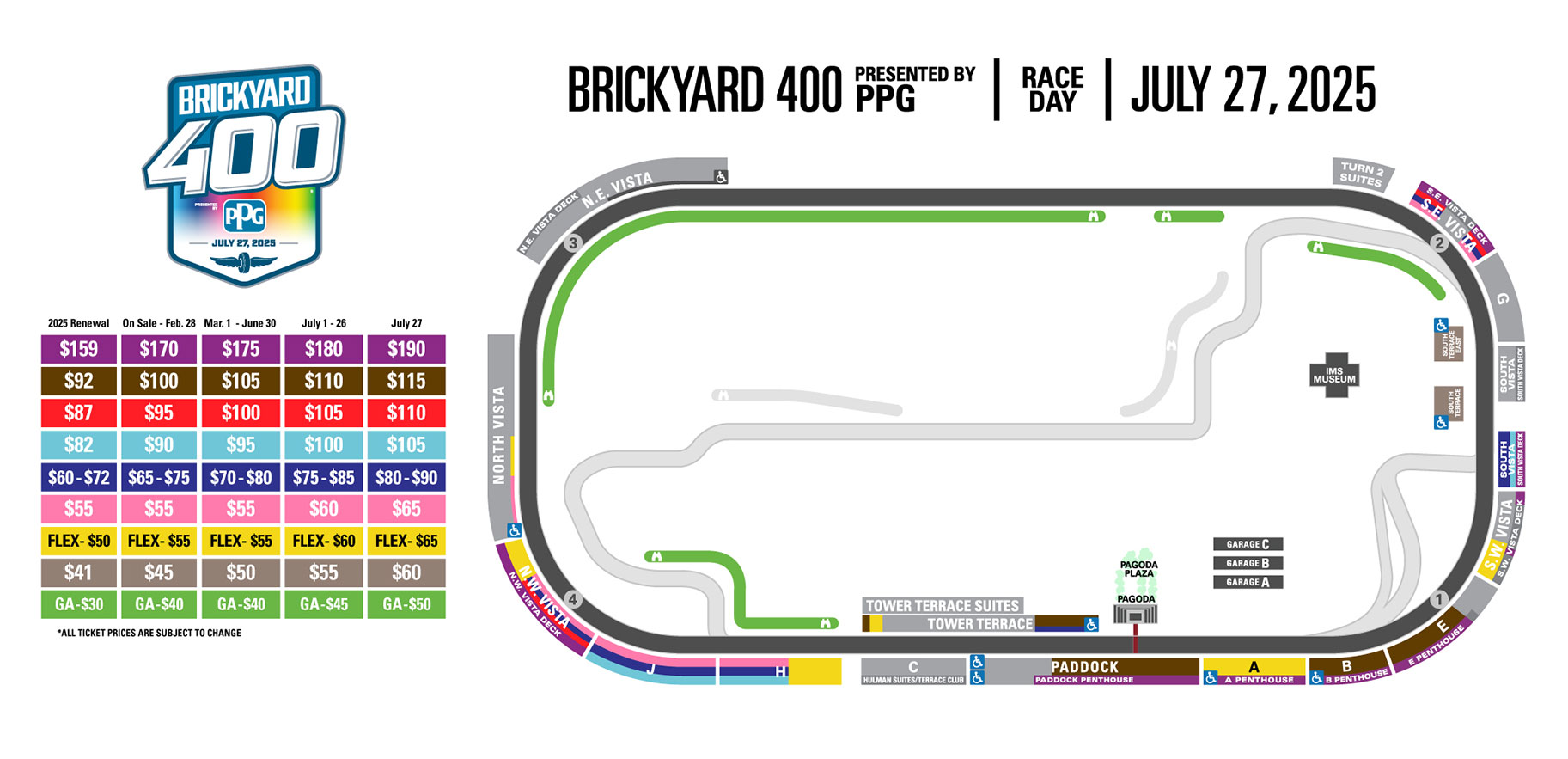 2025 Brickyard 400 Pricing Map