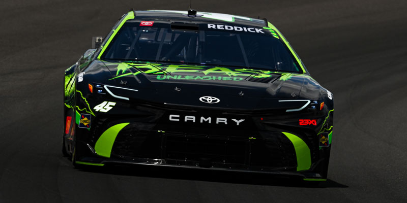 Tyler Reddick on track at Indianapolis Motor Speedway in the 45 car