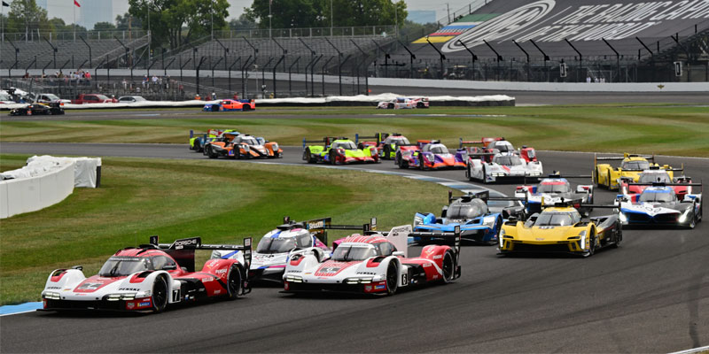 The IMSA Grand Touring Prototype field head to the start in 2023